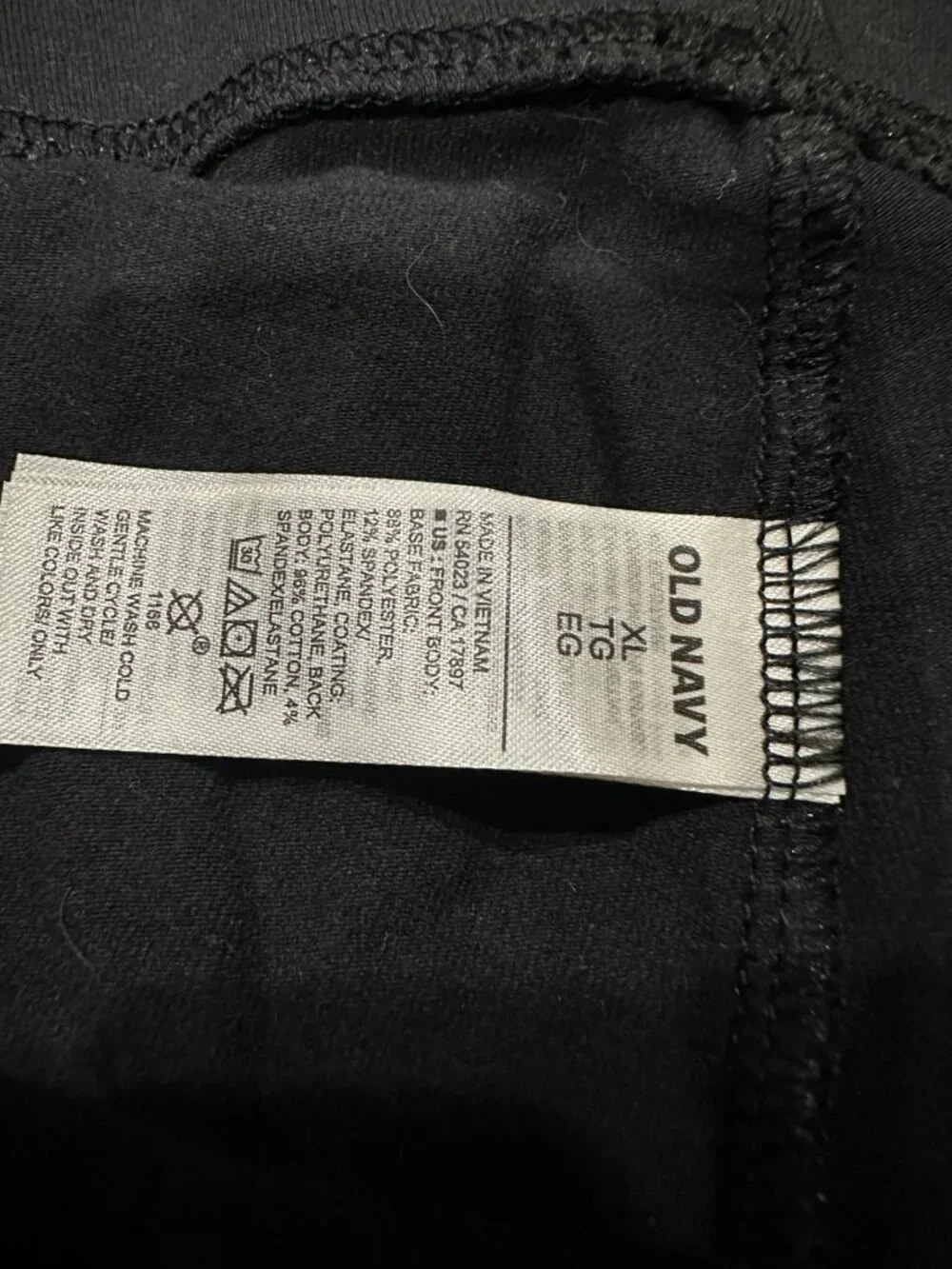 Old Navy Faux Leather Leggings XL Black Coated Stretch High Rise Pants - Picture 4 of 5